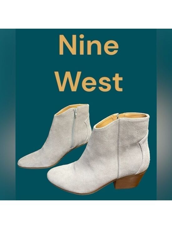 Nine West Shoes - Nine West-NWT size 8.5 light putty gray “tristan” suede bootie.Side zip, 2” heel